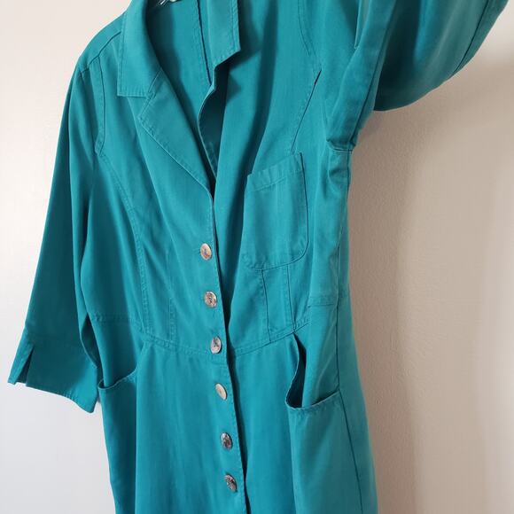 Soft Surroundings Long Collared Jacket Lyocell Teal Flowy Size Medium - Picture 3 of 8
